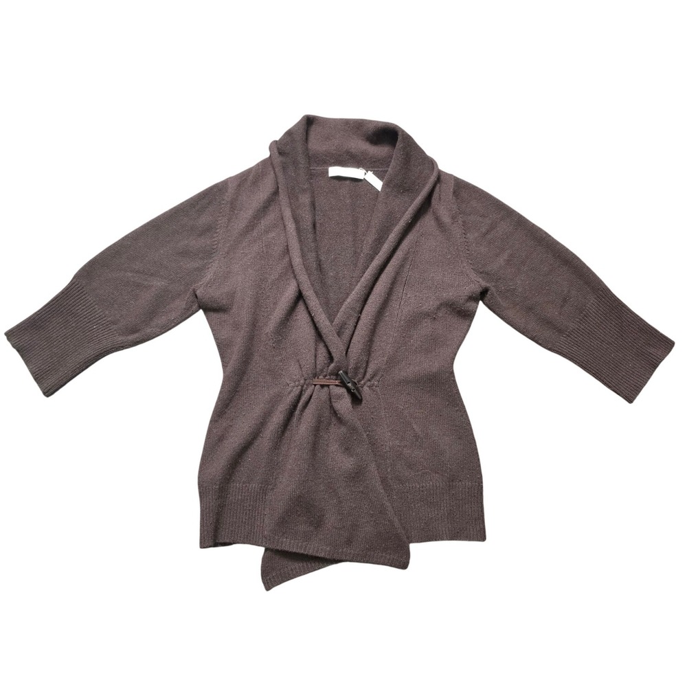 Neiman Marcus Cashmere Cardigan Brown Womens Small Toggle Shawl Collar Sweater‎